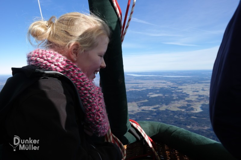 Vater, Mutter Kind Ballonfahrt